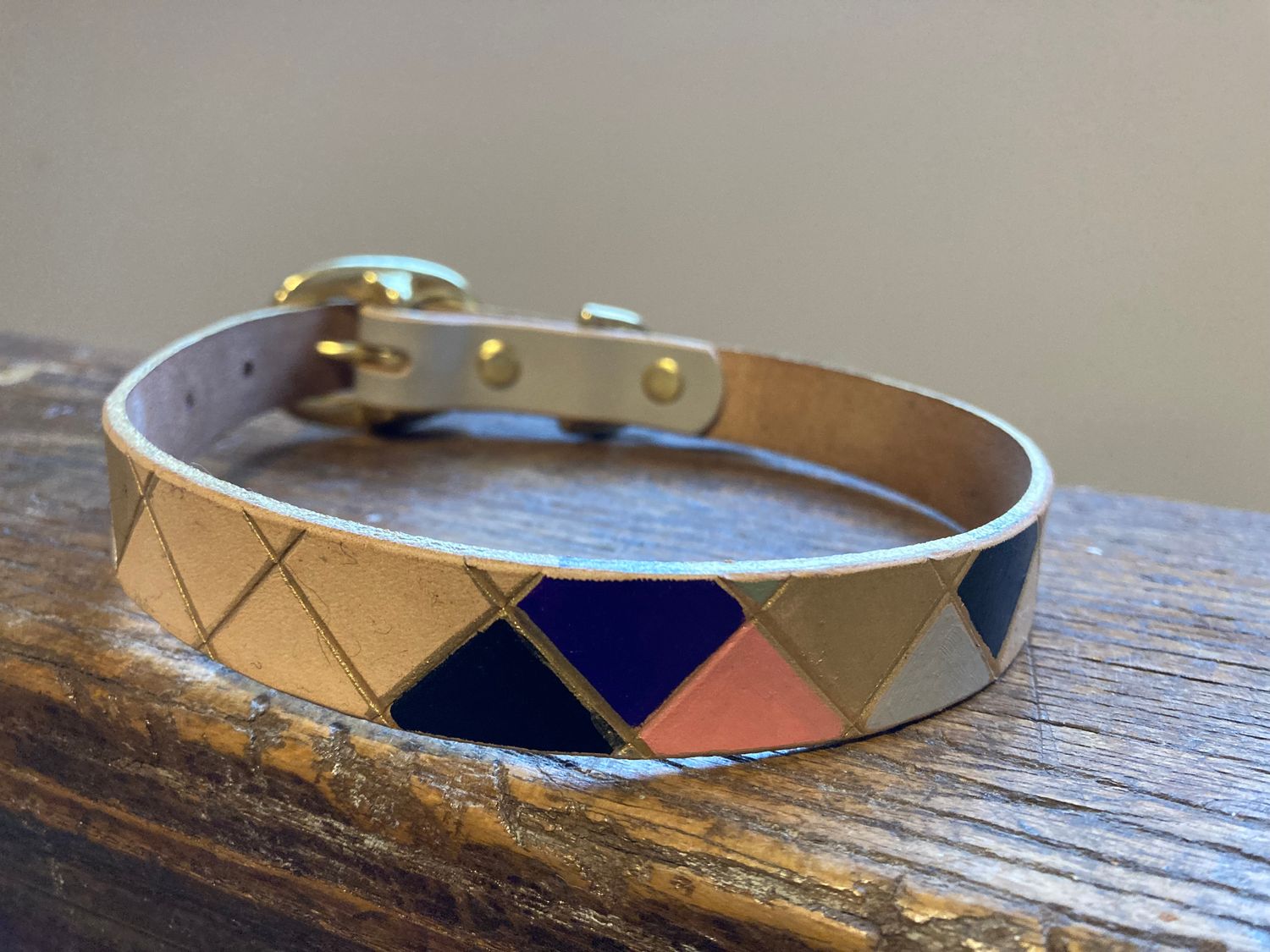 Medium Undyed Collar with Multi-color Diamond Accents