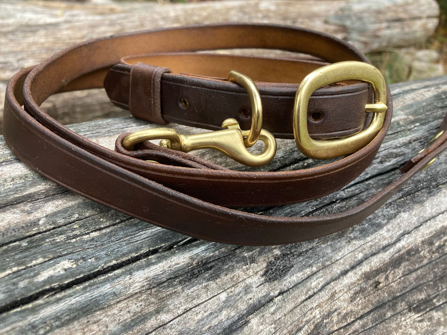 Classic Leather Walk Set in Walnut, 3/4" width