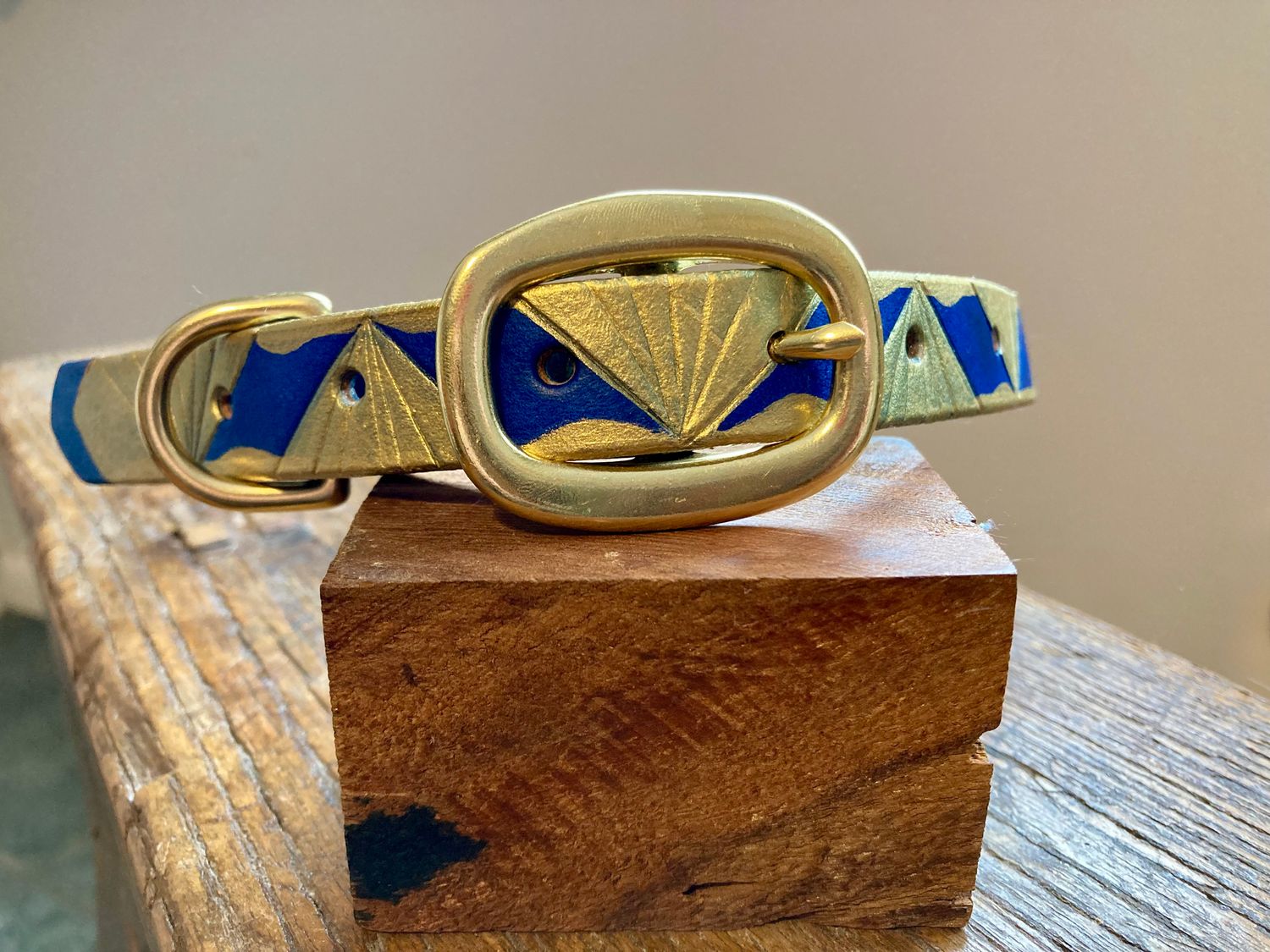 Large Blue &amp; Gold Art Deco Collar