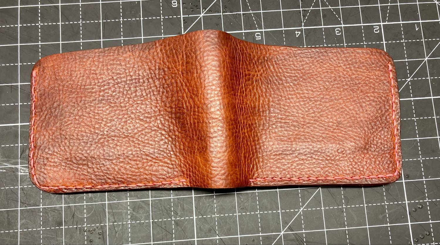 Handcrafted Leather Bifold Wallet - Chestnut/Rose