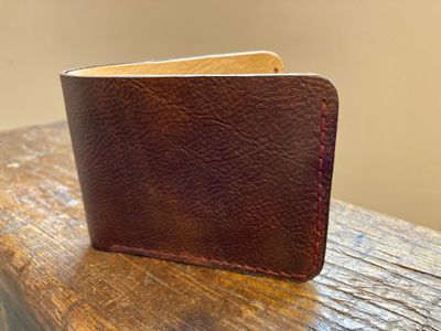 Handcrafted Leather Bifold Wallet - Walnut/Natural