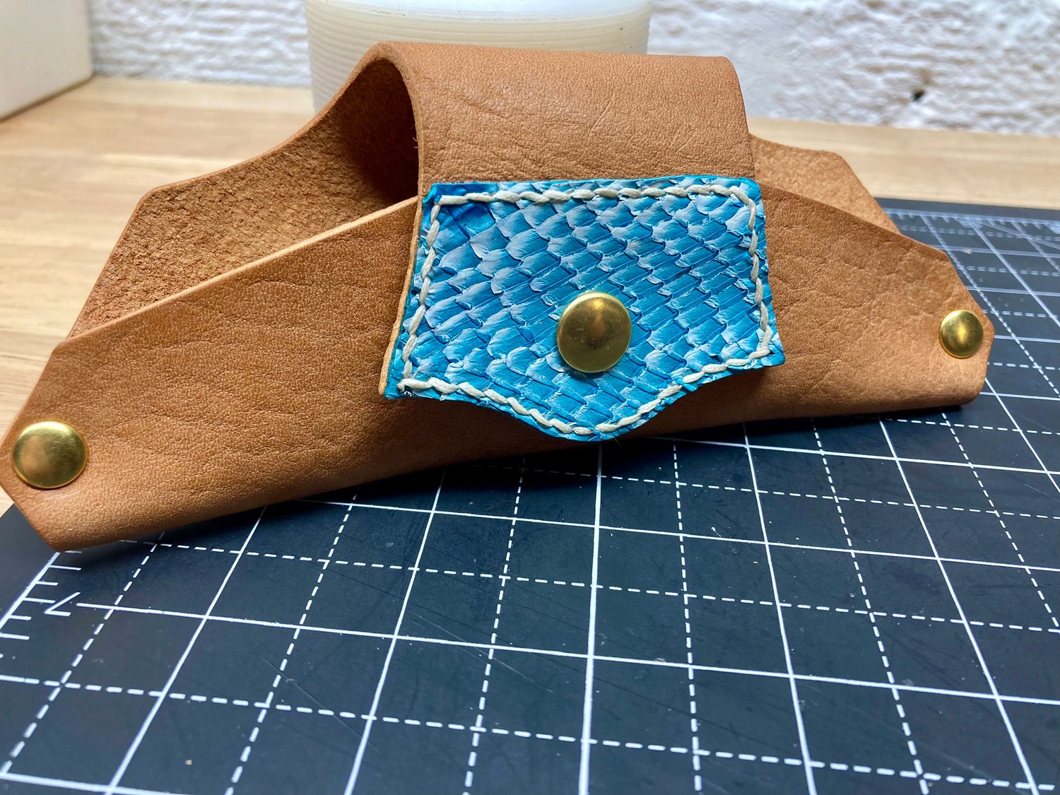 Glasses Case - Rustic Vachetta + Salmon Leather