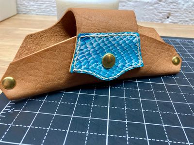 Glasses Case - Rustic Vachetta + Salmon Leather