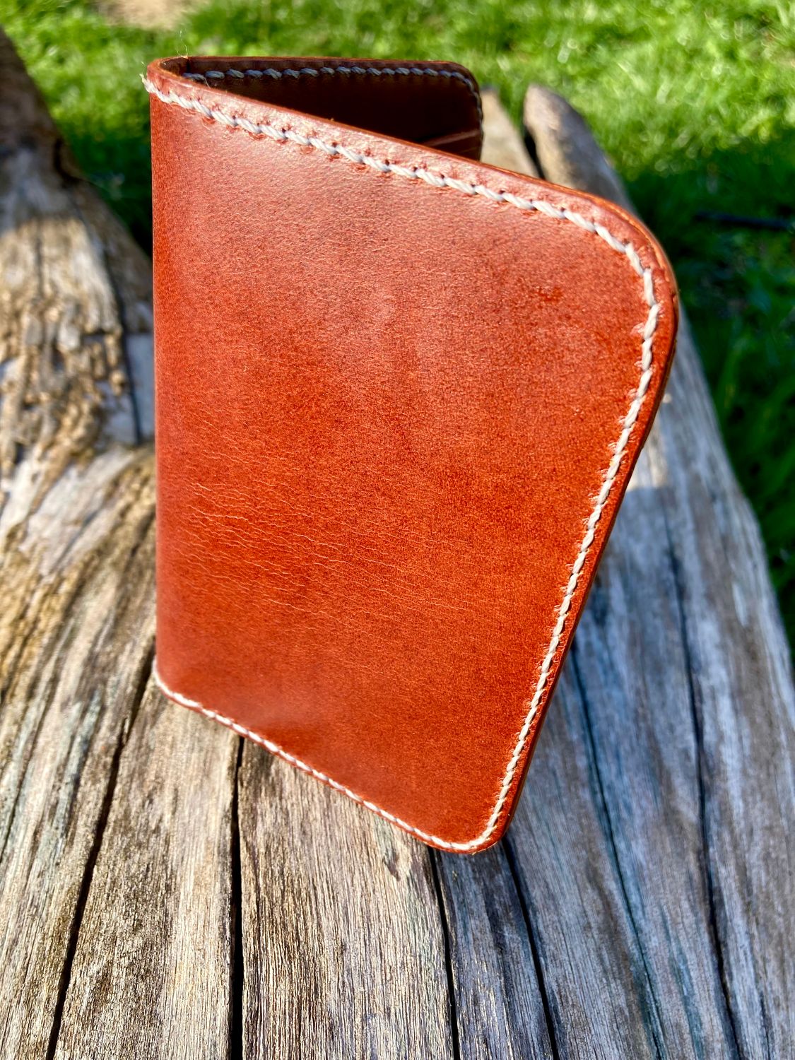Compact Vertical Bifold Wallet - Mahogany Buttero Leather