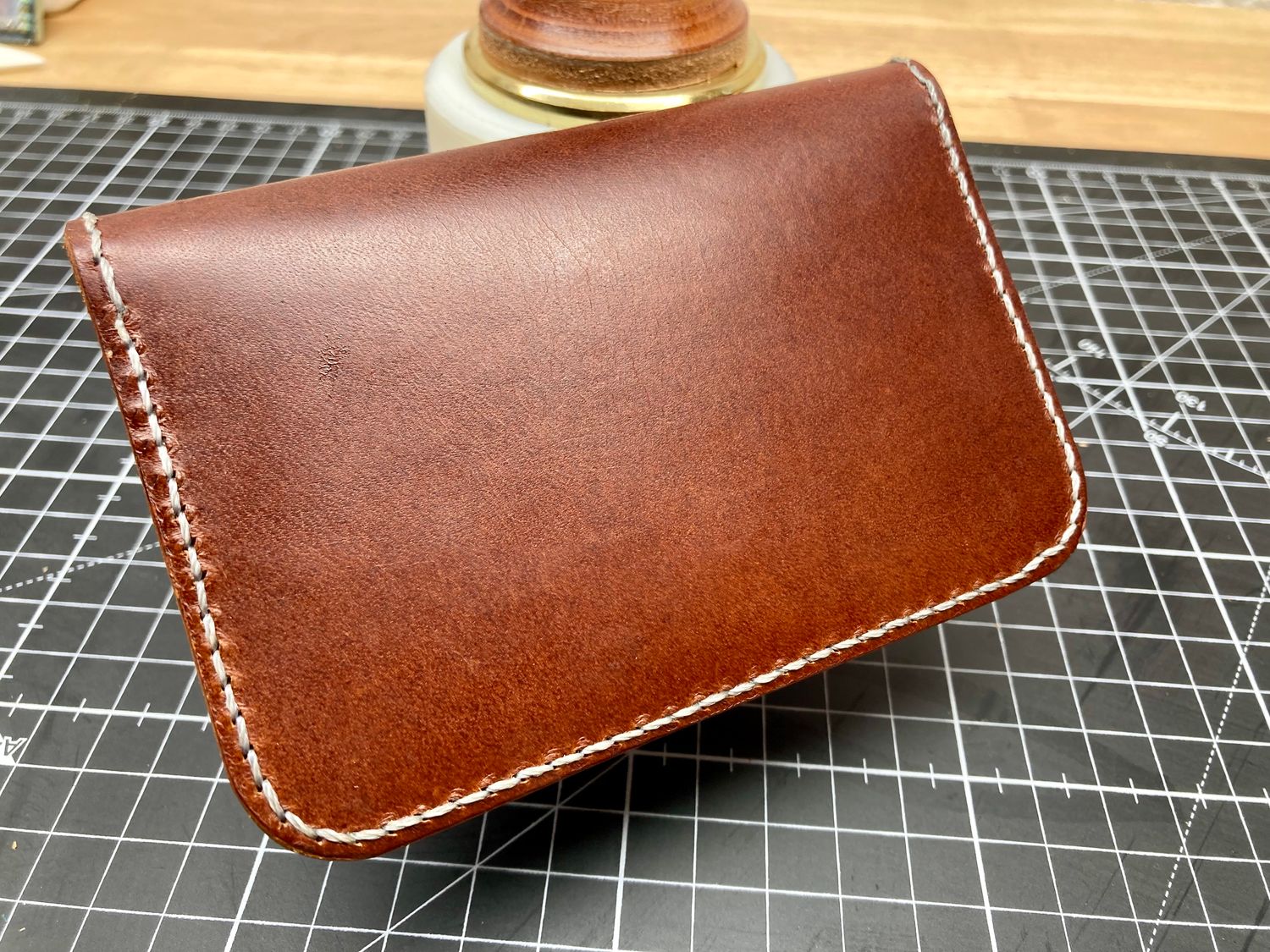 Compact Vertical Bifold Wallet - Mahogany Buttero Leather