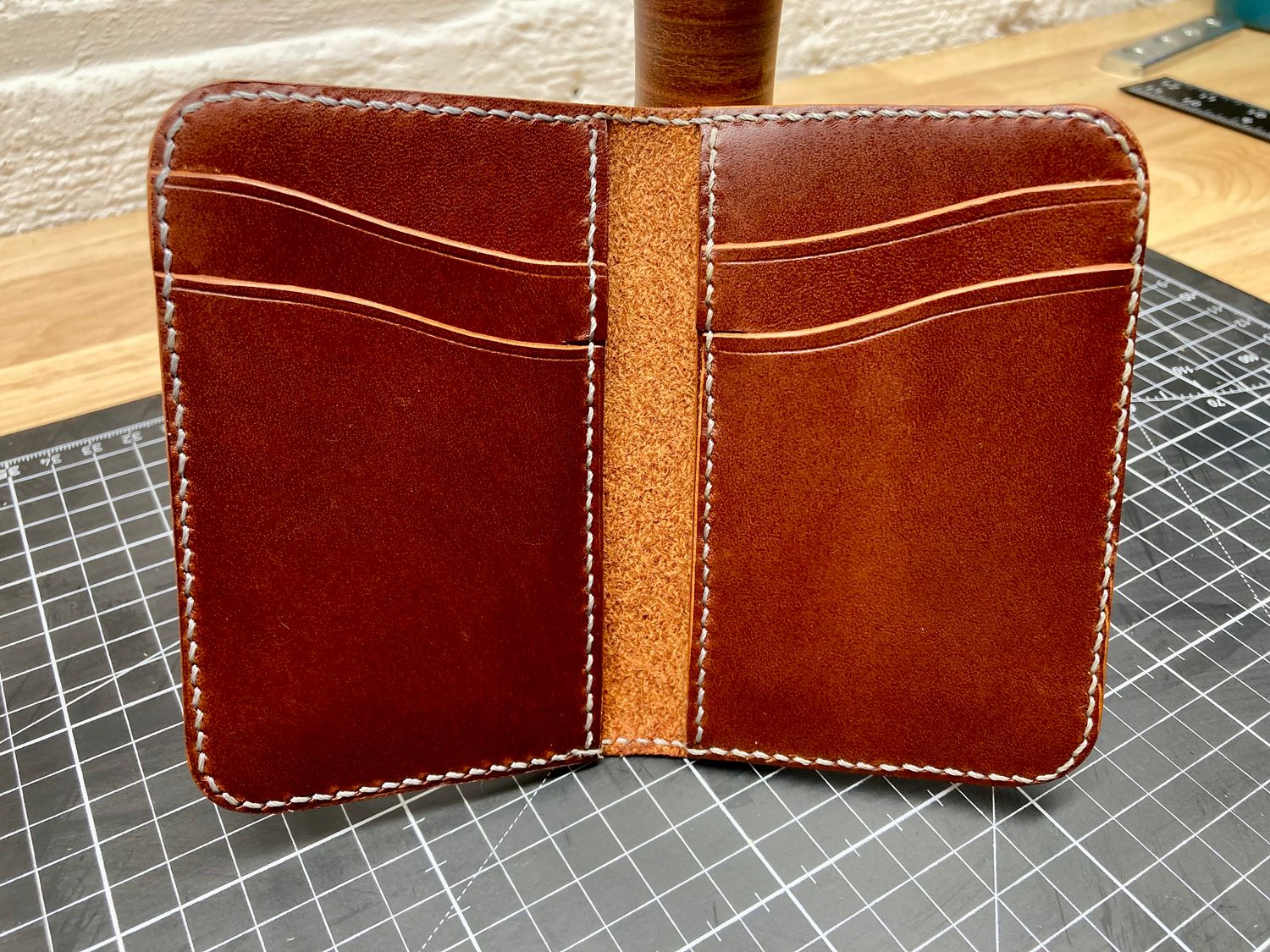 Compact Vertical Bifold Wallet - Mahogany Buttero Leather