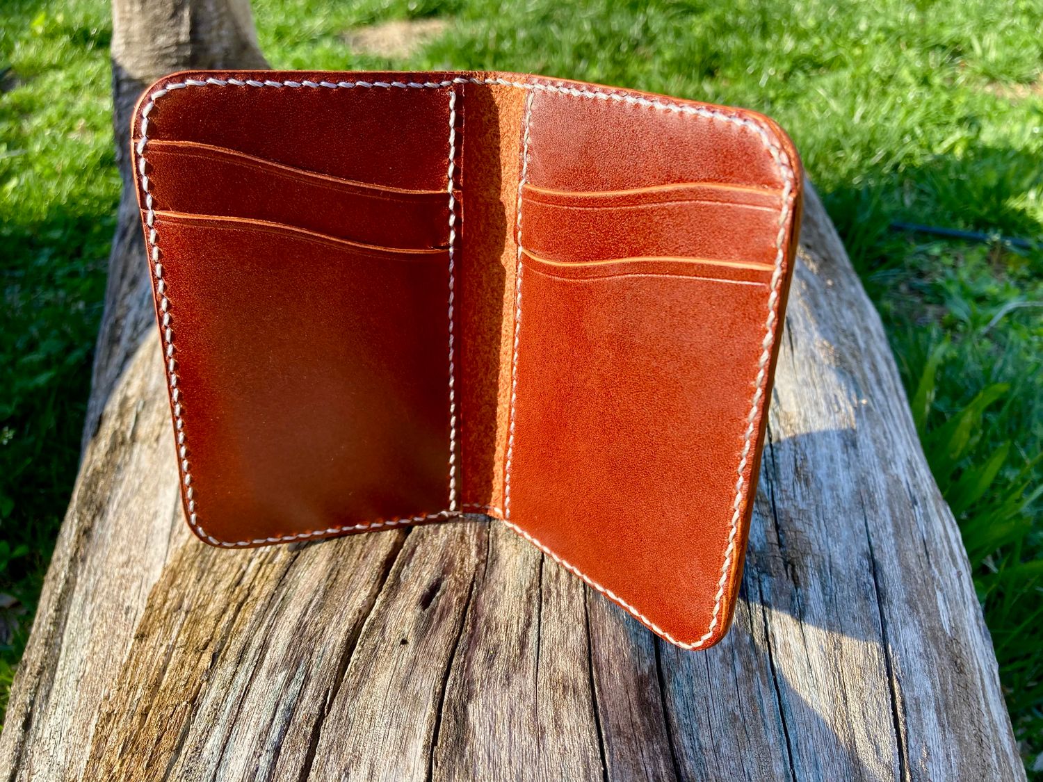 Compact Vertical Bifold Wallet - Mahogany Buttero Leather
