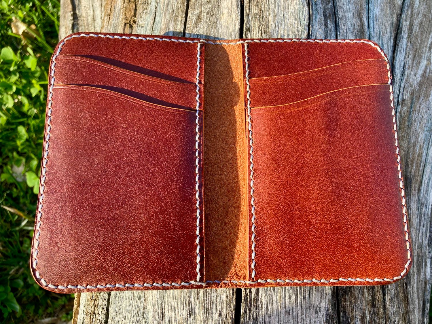 Compact Vertical Bifold Wallet - Mahogany Buttero Leather
