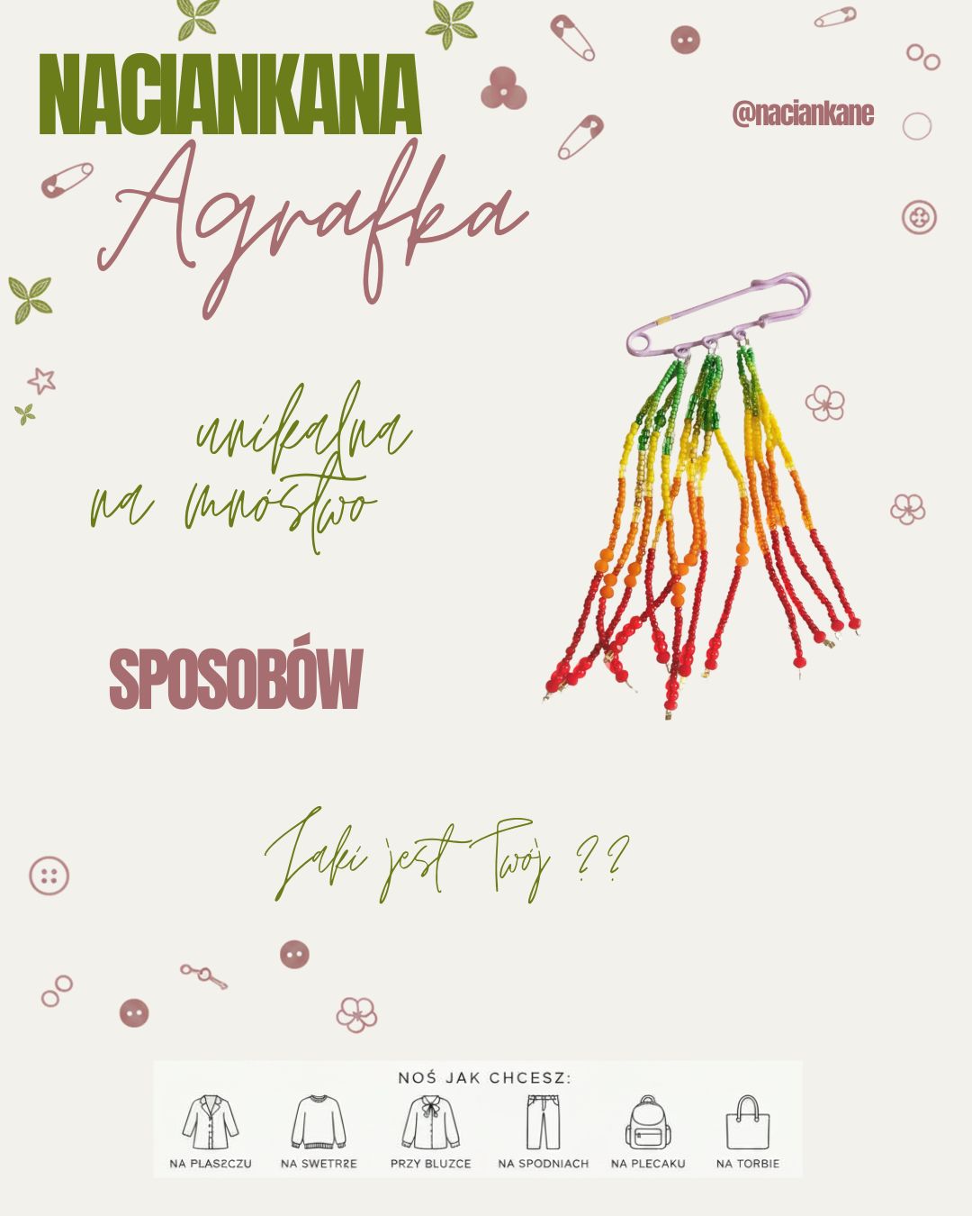 Ozdobna agrafka z koralikami