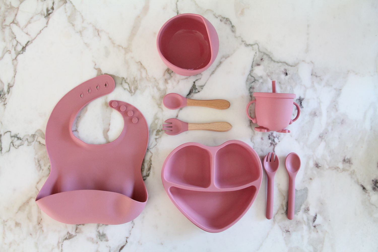 Serviesset - Oudroze - Hartvormig bord - 8 delig