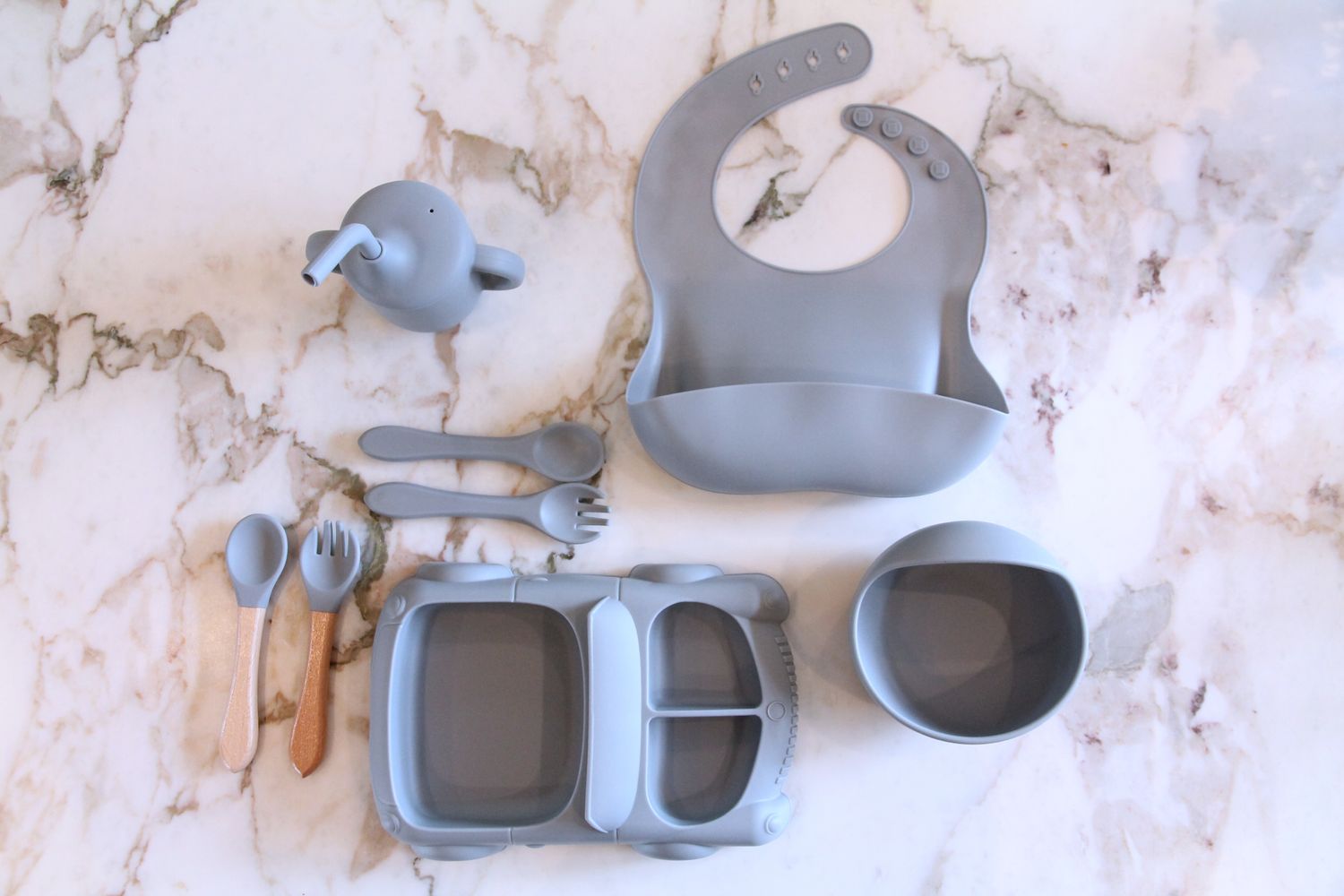 Serviesset - Blauw - Auto bordje - 8 delig