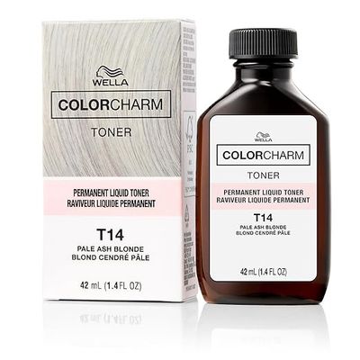 WELLA COLOR CHARM PERMANENT LIQUID HAIR COLOR 1.4 OZ T14 PALE ASH BLONDE