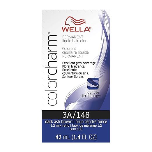 WELLA COLOR CHARM PERMANENT LIQUID HAIR COLOR 1.4 OZ 3A/148 DARK ASH BROWN