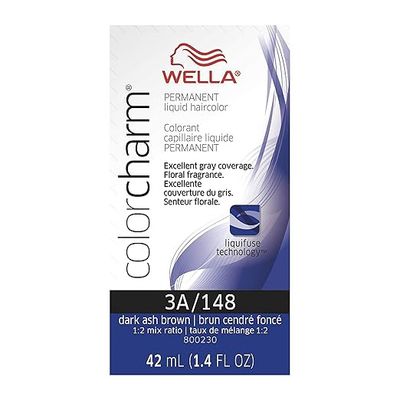 WELLA COLOR CHARM PERMANENT LIQUID HAIR COLOR 1.4 OZ 3A/148 DARK ASH BROWN