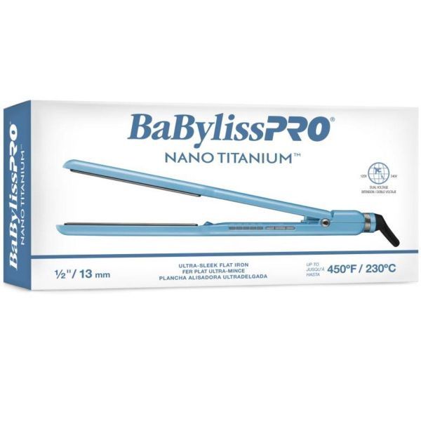 BaByliss Pro Nano Titanium Flat Iron Ultra-Sleek - 1/2" #BNT4171TUC (Dual Voltage)