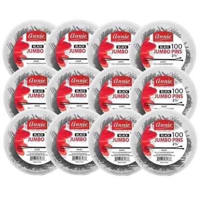 Annie 100 Jumbo Pins Jar Black - 2-3/4" #3137 [12 Jar]