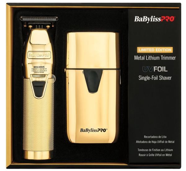 BaByliss Pro LIMITED EDITION Metal Lithium Trimmer &amp; UVFOIL Single-Foil Shaver #FXLFHOLPKG