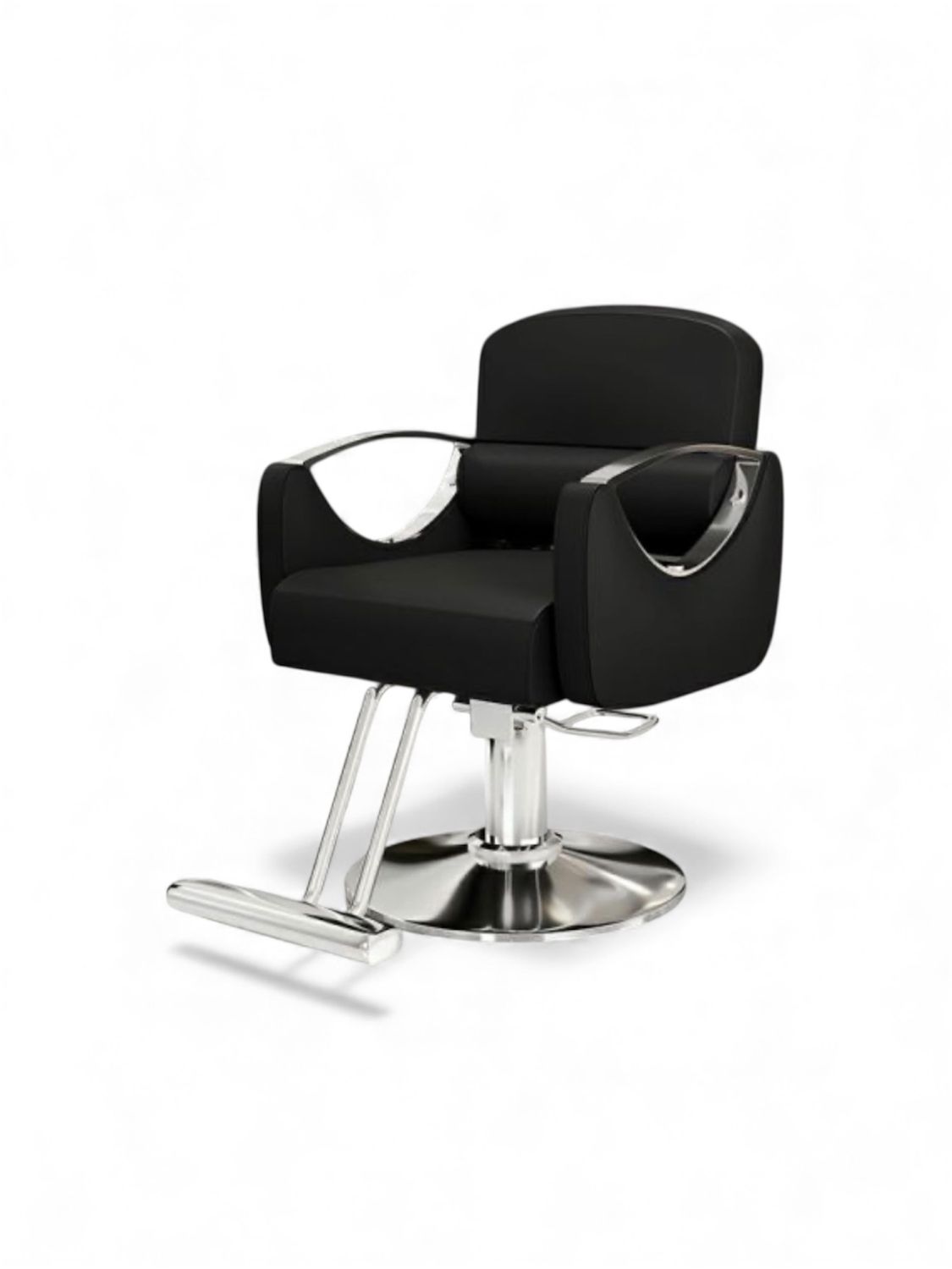 Stain and Water Resistant PU Leather Styling Chair with Footrest Stain and Water Resistant PU Leather Styling Chair with Footrest, Base Color: Silver, Seating Color: Black