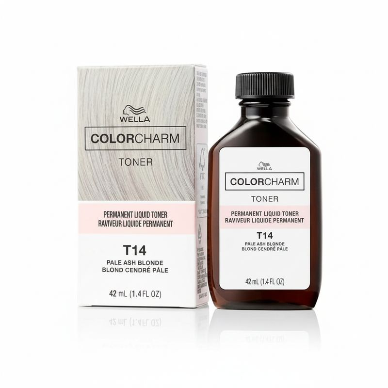 WELLA COLOR CHARM PERMANENT LIQUID HAIR COLOR 1.4 OZ T14 PALE ASH BLONDE