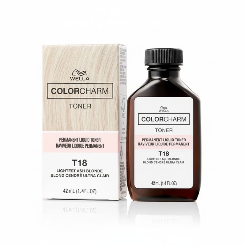 WELLA COLOR CHARM PERMANENT LIQUID HAIR COLOR 1.4 OZ T18  LIGHTEST ASH BLONDE