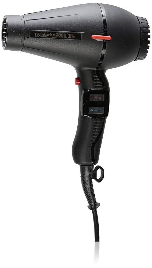 TURBO POWER TWIN TURBO 3800 IONIC & CERAMIC HAIR DRYER  #330, color: Black