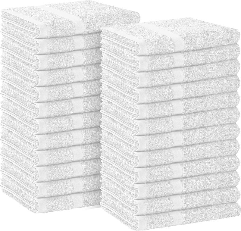 Avalon Towels Salon Towel - White Hand Towels Bulk Pack of 24 - 100% Cotton Absorbent Spa, Facial & Gym Towel for Working Out - 16x27 Inches (Not Bleach Proof) Avalon Towels Salon Towel - White Hand Towels Bulk Pack of 24 - 100% Cotton Absorbent Spa, Facial & Gym Towel for Working Out - 16x27 Inches (Not Bleach Proof)