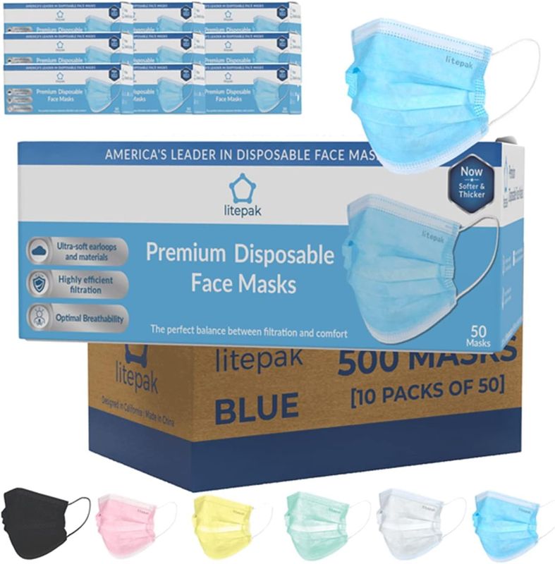 Litepak 500pcs Premium Disposable Face Mask SOFT 3ply Nose Wire Litepak 500pcs Premium Disposable Face Mask SOFT 3ply Nose Wire