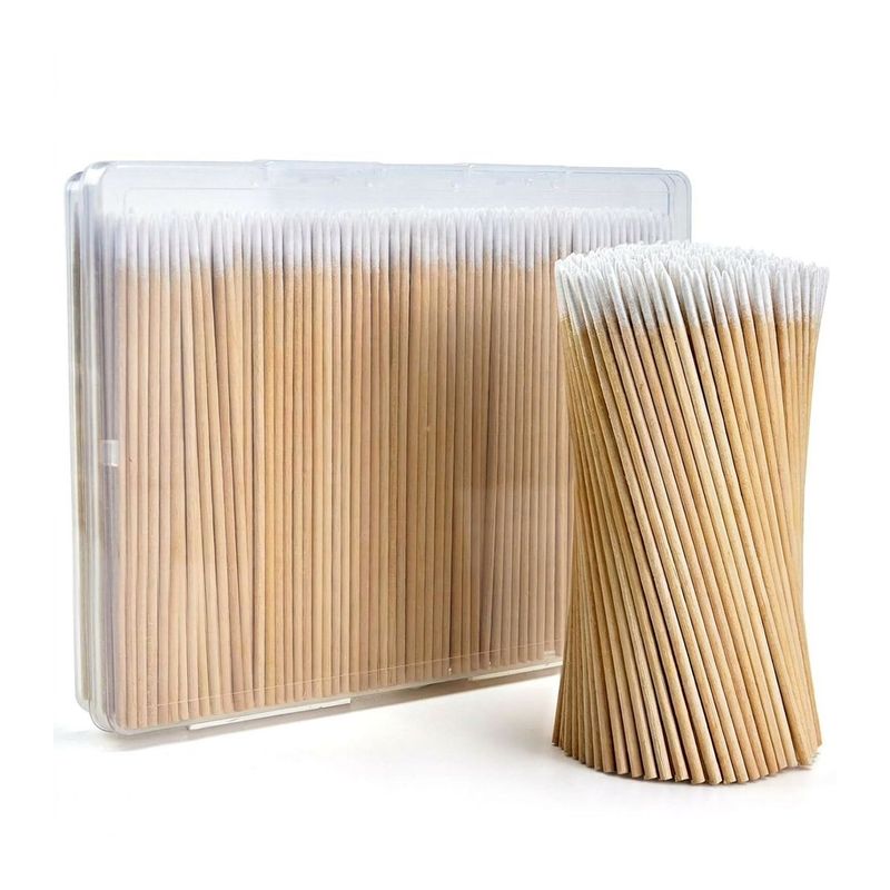 400Pcs Pointed Cotton Swabs in Storage Box - Precision Microblading Cotton Swabs with Wooden Sticks for Makeup, Cleaning Nail Polish, Eyebrow, Tattoo Permanent Supplies, Craft