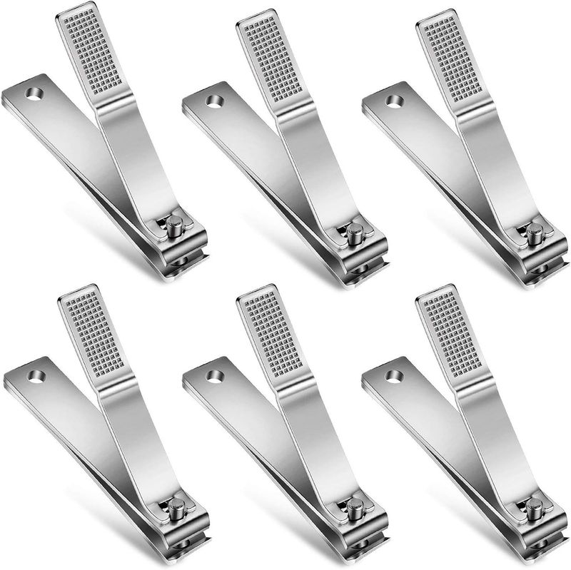Mudder 6 Pcs Large Toenails Clippers Straight Edge Toenails Clippers Stainless Steel Nails Cutters for Men Women Thick Nails (Silver)