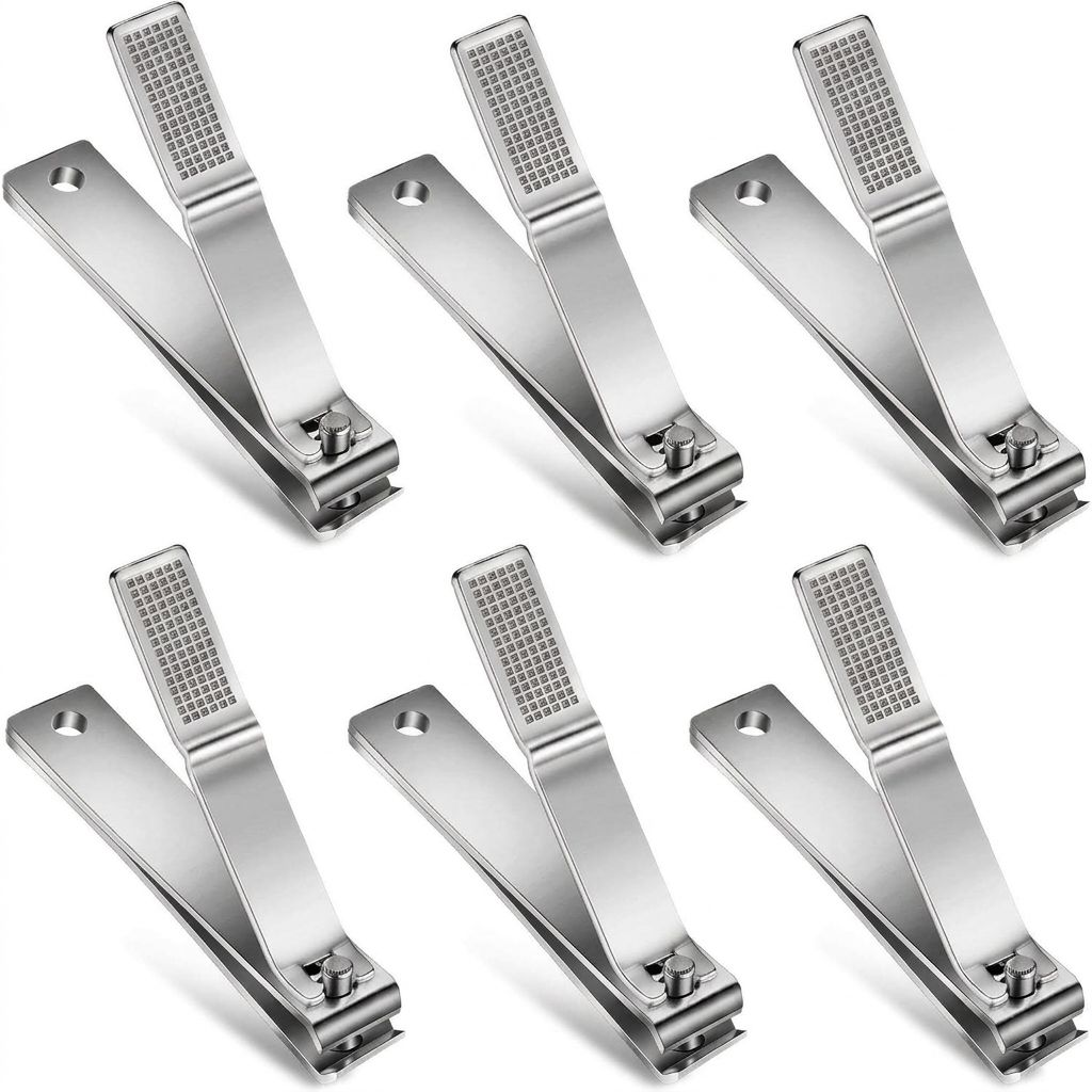 Mudder 6 Pcs Large Toenails Clippers Straight Edge Toenails Clippers Stainless Steel Nails Cutters for Men Women Thick Nails (Silver)