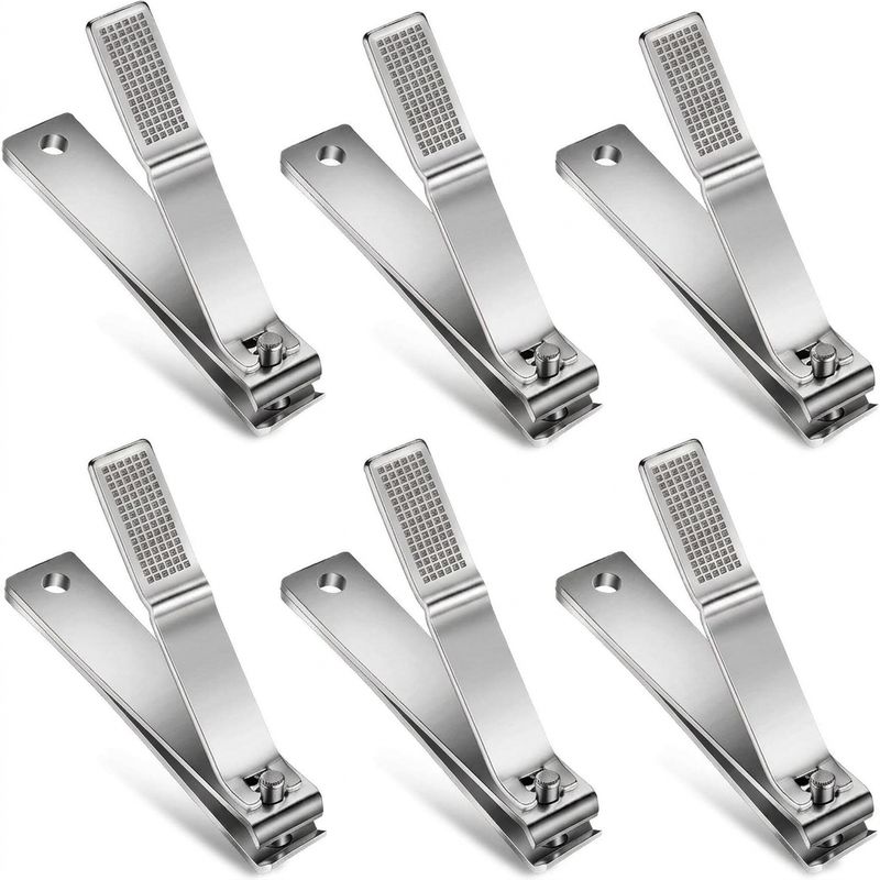 Mudder 6 Pcs Large Toenails Clippers Straight Edge Toenails Clippers Stainless Steel Nails Cutters for Men Women Thick Nails (Silver)