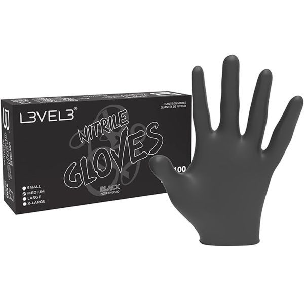 L3VEL3 Nitrile Gloves 100 Pcs - BLACK, Size: Small, color: Black