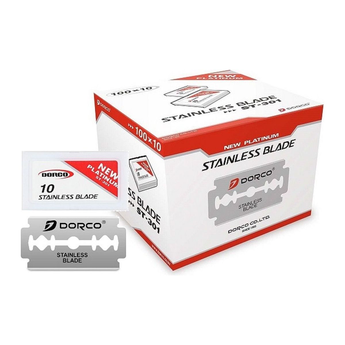 Dorco Platinum Stainless Double Edge ST-301 - 1,000 Blades (10 Cajas x 100)