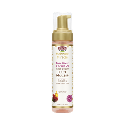 African Pride MOISTURE MIRACLE Curl Mousse Rose Water and Argan Oil 8.5oz