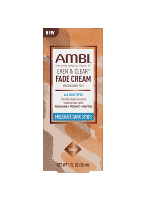 AMBI EVEN &amp; CLEAR TREATMENTS. FADE CREAM HYDROQUINONE-FREE 1OZ
