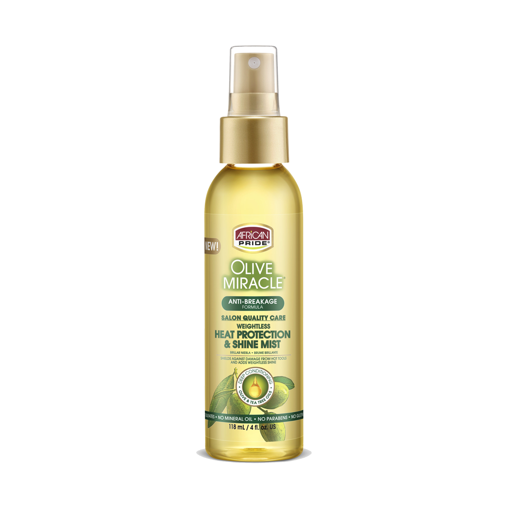 AFRICAN PRIDE OLIVE MIRACLE HEAT PROTECTION SHINE MIST 4OZ