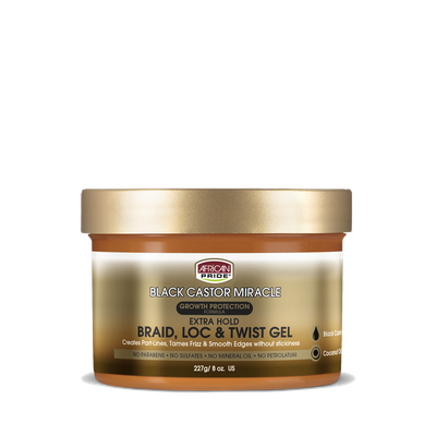 African Pride Black Castor Miracle BRAID LOC &amp; TWISTING GEL JAR 8OZ