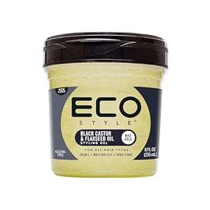 ECO STYLING GEL BLACK CASTOR FLAX SEED OIL, Size: 8OZ