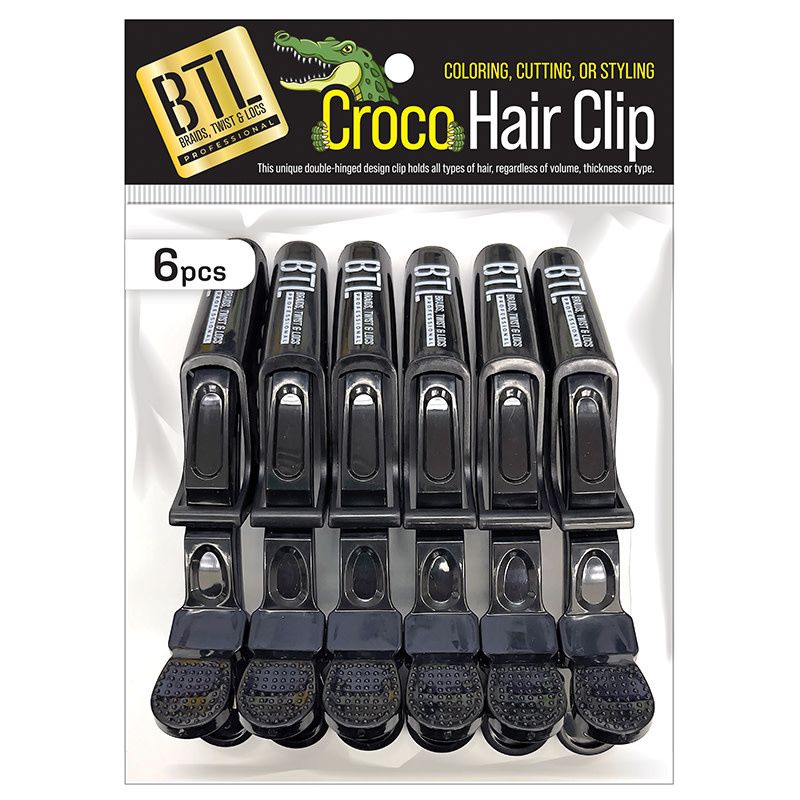 BTL CROCO HAIR CLIP 6PC, Color: BLACK