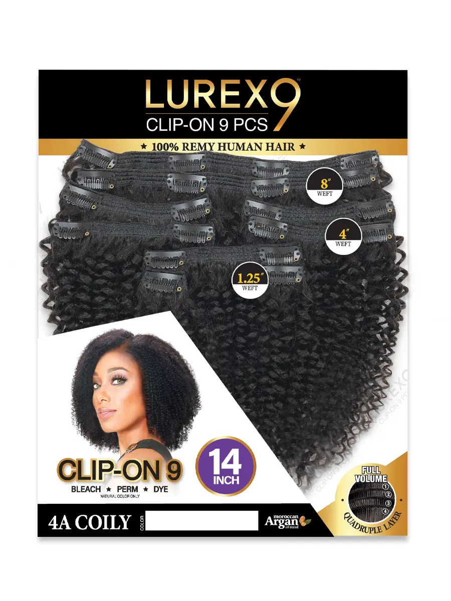 LUREX CLIP-ON 4A COILY 16"  -100% HUMAN HAIR