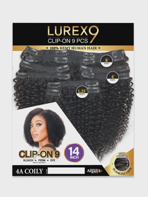 LUREX CLIP-ON 4A COILY 16"  -100% HUMAN HAIR