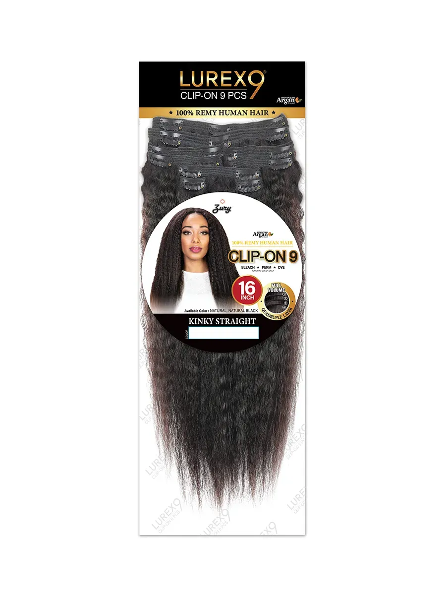 LUREX CLIP-ON KINKY STRAIGHT 16" -100% HUMAN HAIR
