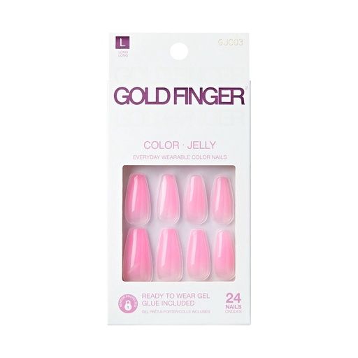 Gold Finger Jelly Collection-Press-on Nails Color, STYLe: Bubble Gum