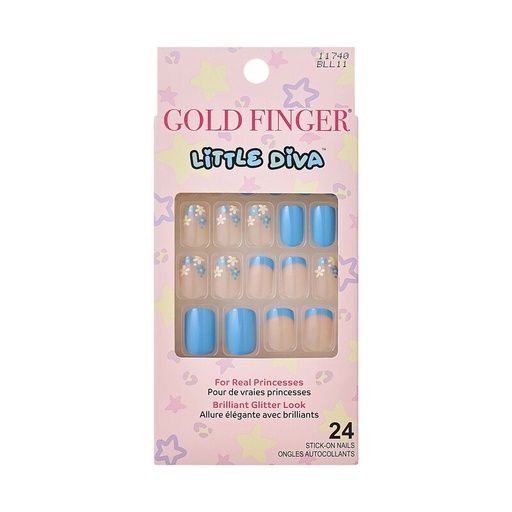 GF Little Diva- Press-on Nails, STYLe: BLUE DAISY BLL11