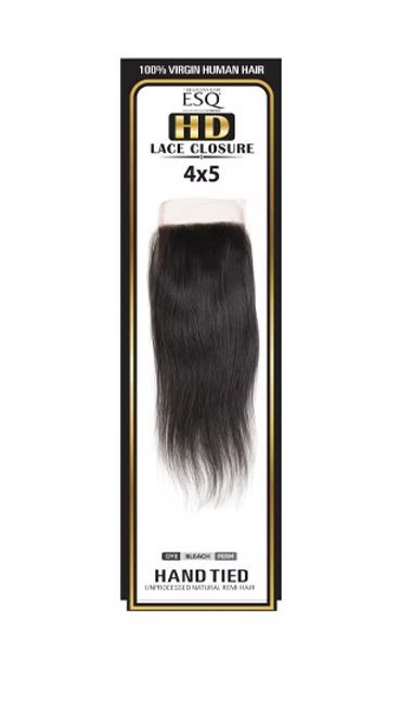 ESQ BRAZILLIAN HUMAN HAIR HD LACE CLOSURE  4X5 STRAIGHT