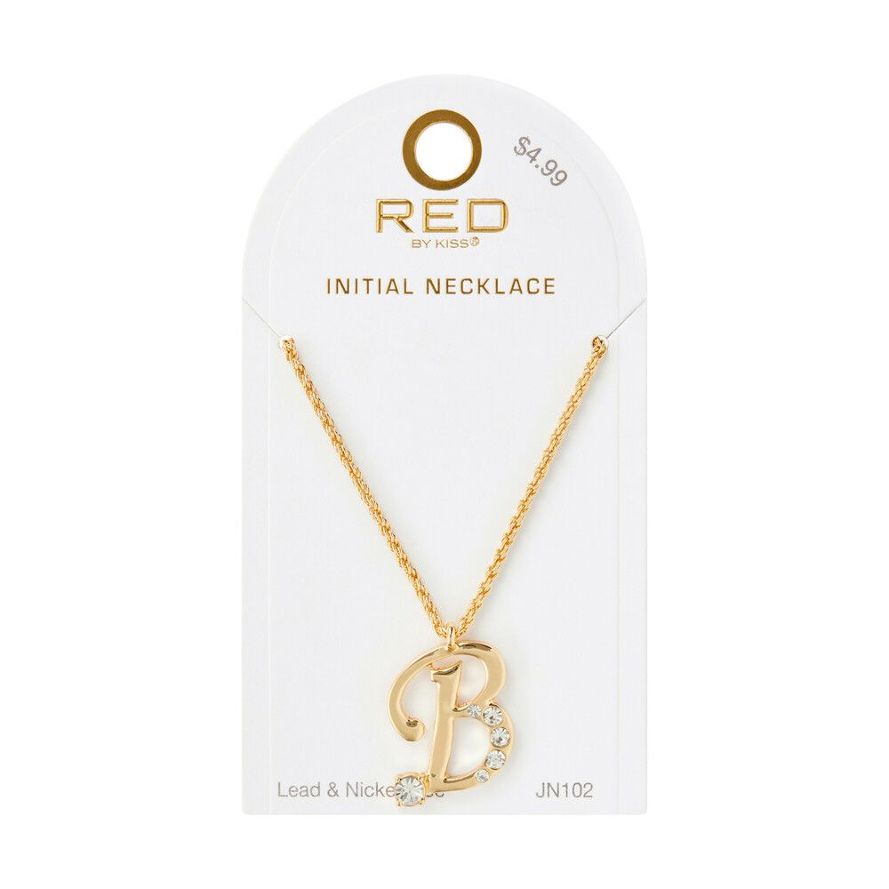 RED GLAM INITIAL NECKLACE GOLD