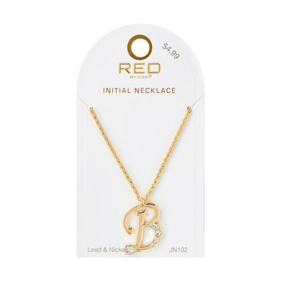 RED GLAM INITIAL NECKLACE GOLD