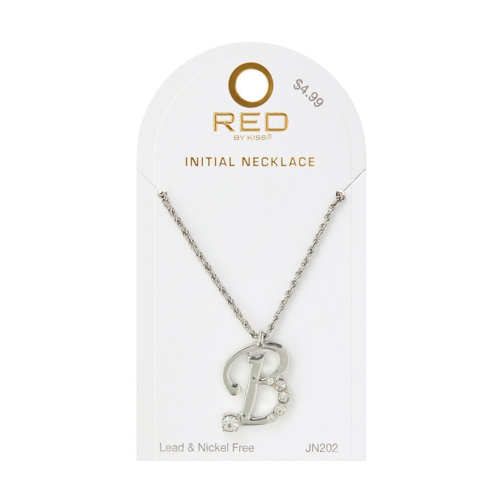 RED CHIC INITIAL NECKLACE - WHITE GOLD