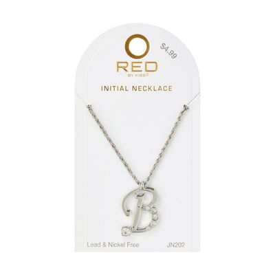 RED CHIC INITIAL NECKLACE - WHITE GOLD
