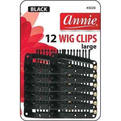 ANNIE WIG CLIPS BLACK (L) [12CT